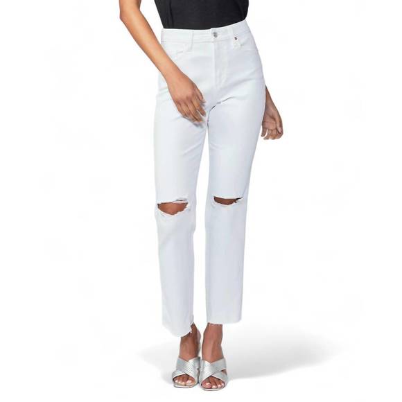 NEW PAIGE noella high rise jean in soft ecru destructed - Picture 1 of 4